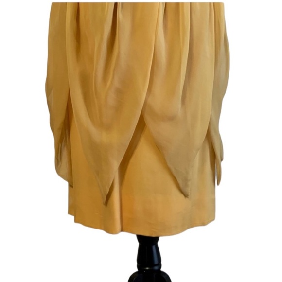 Vintage 40s Hand Crafted Gold Sleeveless Bow Detail Wiggle Dress - Picture 8 of 12